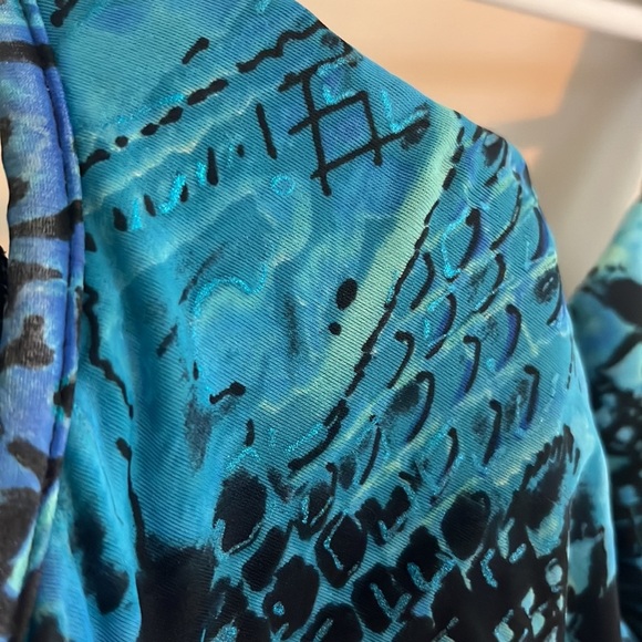 Miraclesuit One Piece Swimsuit padded cups Blue Shimmer Off the Scales sz 10 - Picture 3 of 9